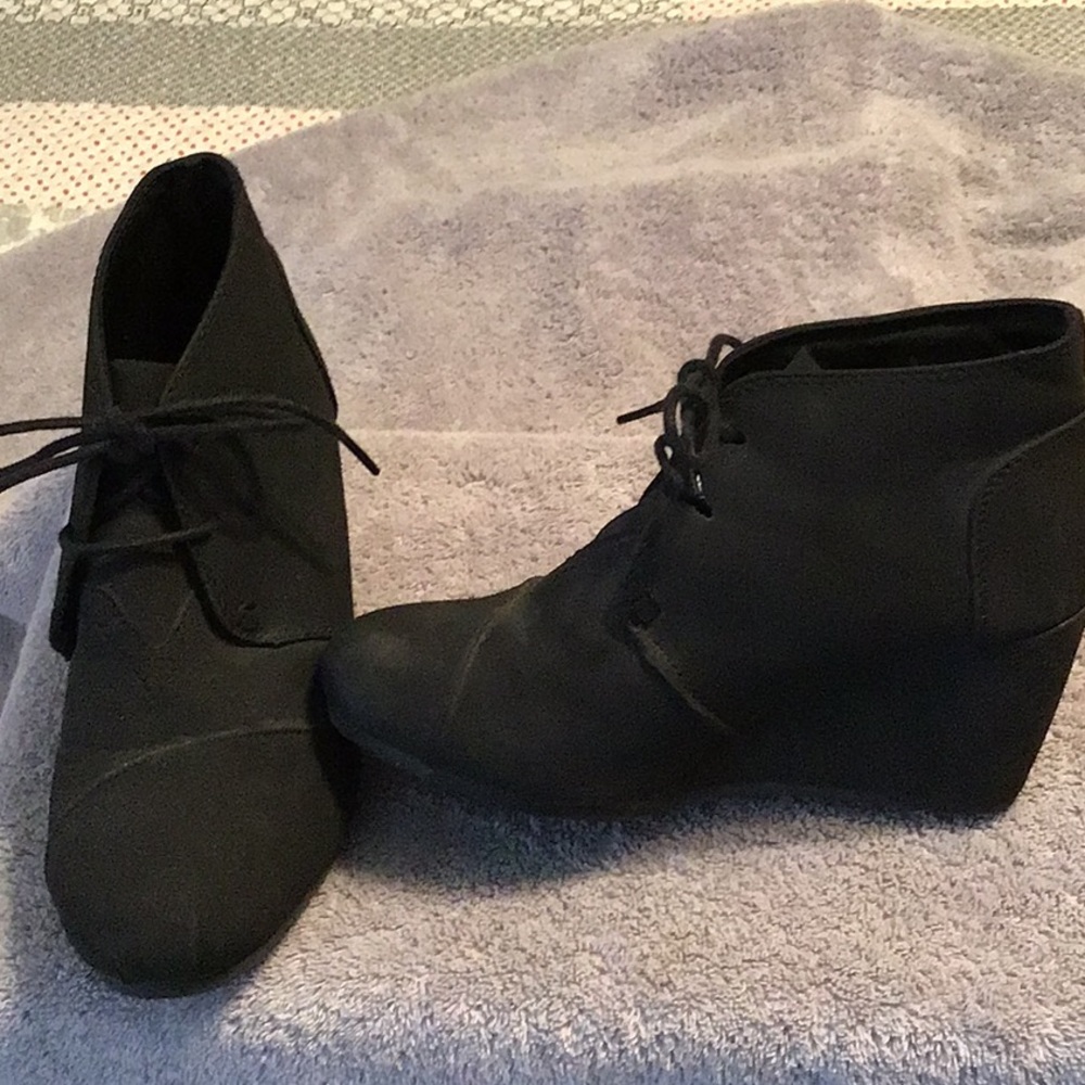 Black Wedge Booties